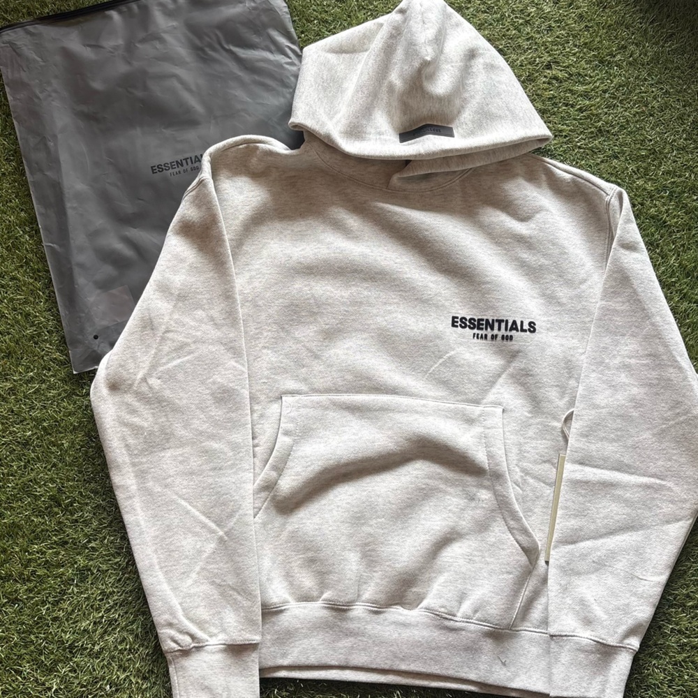 Fear of God Essentials Light Gray hoodie